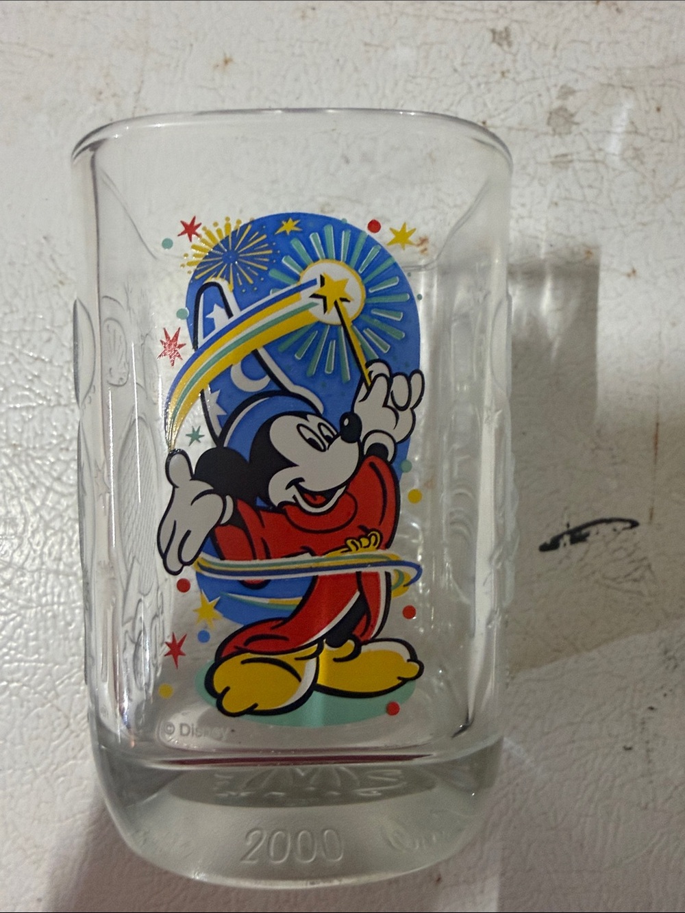 Disney Mickey Mouse Sorcerer Glass with Red, Blue, Yellow and Black Accents